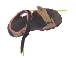 एक सैन्डल जिसको बांधने के लिए वेलक्रो लगा है।