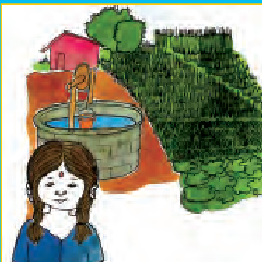 एक गांव में एक पानी का कुआं।  