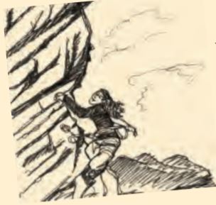 एक लड़की चट्टान के समीप रस्सी पर झूल रही है।