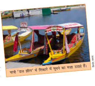 एक झील में शिकारे ।