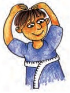 एक लड़का अपनी छाती के चारों ओर एक माप टेप पहने हुए है।