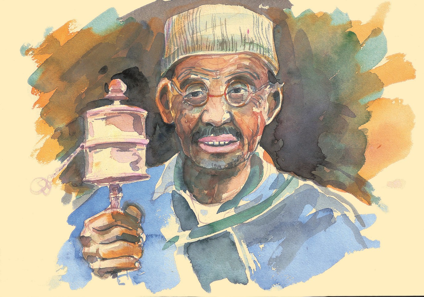 एक तिब्बती व्यक्ति की तस्वीर।