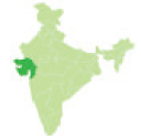 भारत के नक्शे में गुजरात को गहरा रंग कर के दिखाया है।