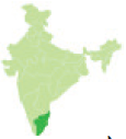भारत के नक्शे में तमिल नाडु को गहरा रंग कर के दिखाया है।