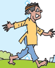 गुरुजी का चेला दूसरी ओर जा रहा है।