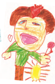 एक लड़का आइसक्रीम पकड़े हुए।