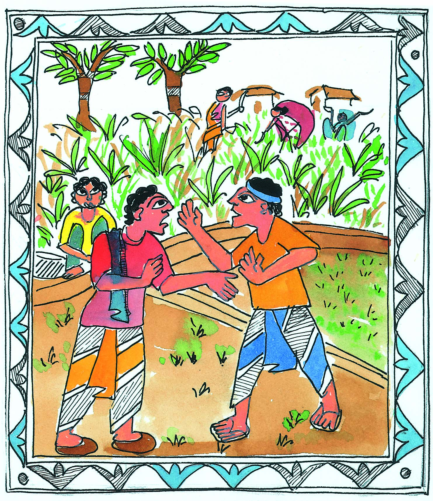 दो ग्रामीण आपस में भिड़ गए।