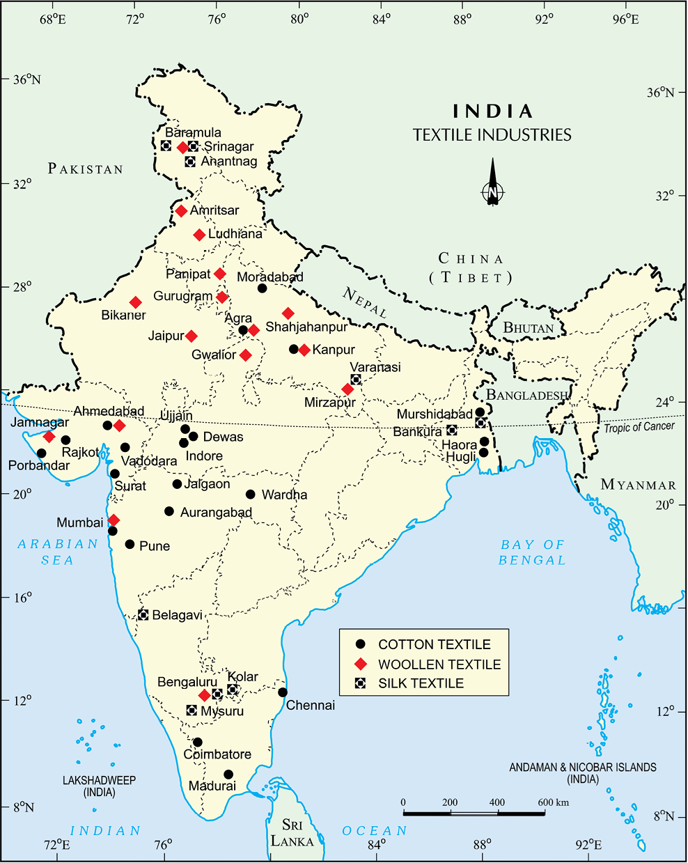 Woolen Textile Industry In India Map - United States Map