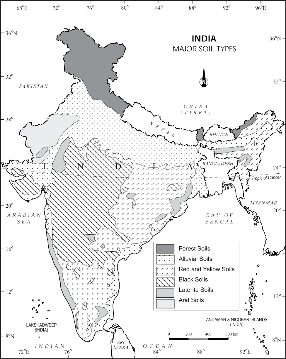 Почвы индии карта