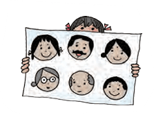 With the help of your teacher, draw faces of each family member on paper