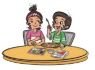 students at table illustration
