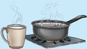Boiling water and steam