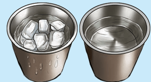 Steel glass with ice and water