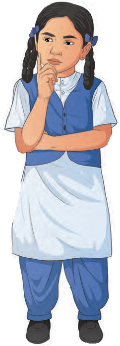 A student girl in school uniform looking thoughtful with her hand on her chin
