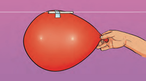 Illustration of a balloon rocket experiment