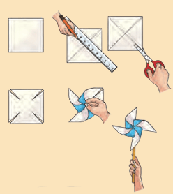 Steps to create a paper pinwheel