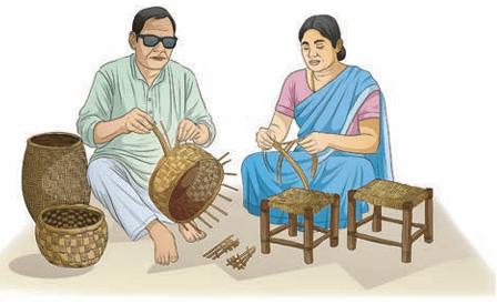 Artisans making baskets