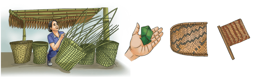 Woman weaving a basket