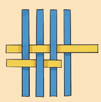 Starting to weave yellow strip