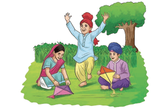 Children flying kites during a festival