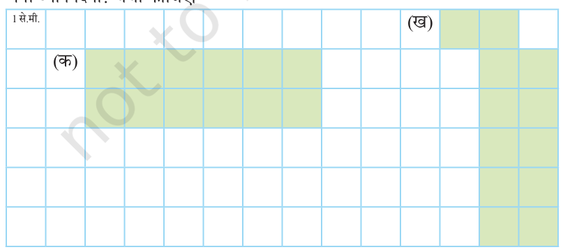 Centimeter grid with two green shaded shapes labeled K and KH