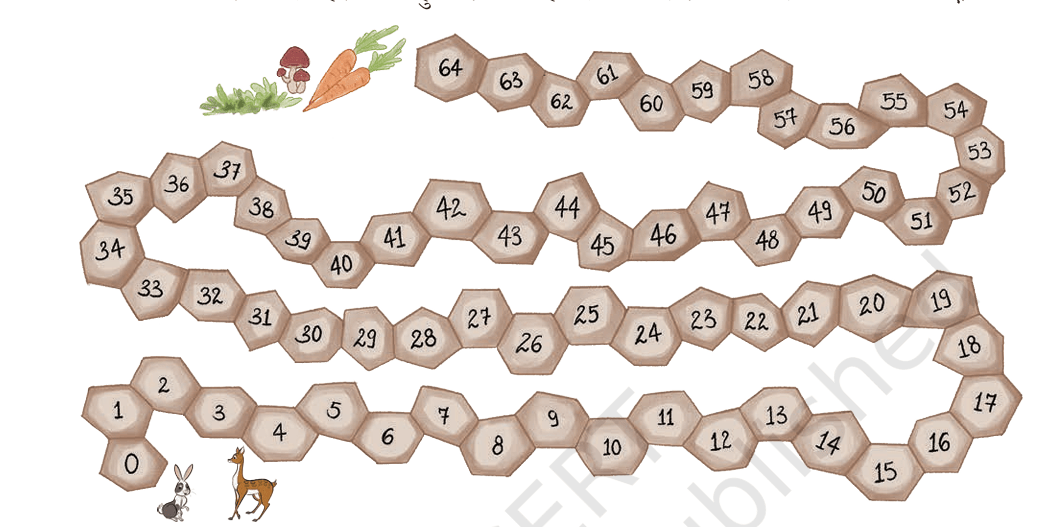 Hexagonal stone path from 0 to 64