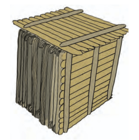 Butterfly house made of long sticks and thick thread