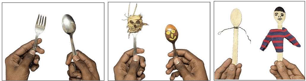 Making spoon and fork puppets
