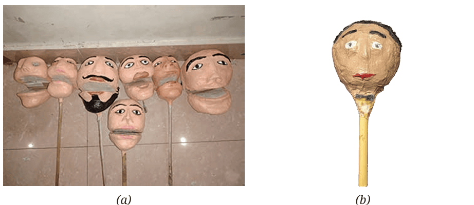 (a) Different kinds of faces; (b) Painted puppet face