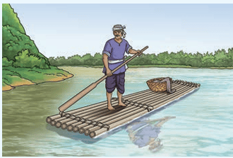 Fig. 9.21: Bamboo raft floats
on water
