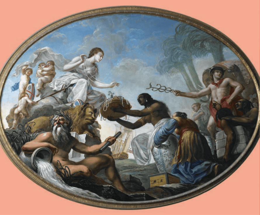 A painting entitled ‘The East offering its riches
to Britannia’, by a Greek painter, Spiridione Roma, 1778.
(The painting is discussed later in the chapter.)