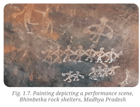 Painting depicting a performance scene at Bhimbetka