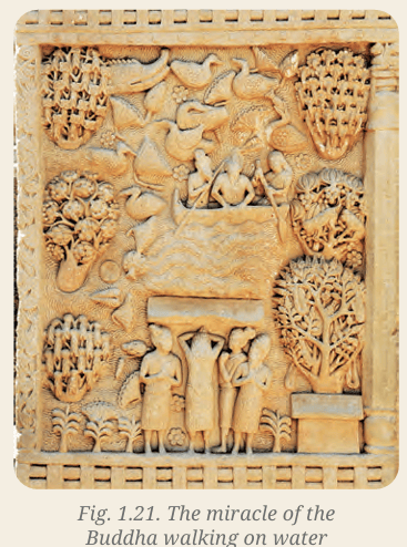 Relief of Buddha walking on water