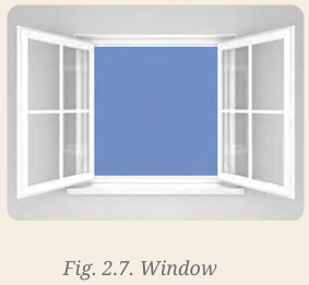 An open window looking out to a blue sky