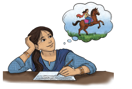 A director writing and imagining a knight on a horse.