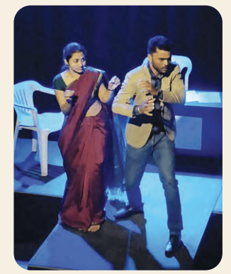 Actors performing method acting on stage