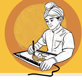 Illustration of an artist working