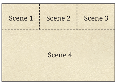 Layout Option 1: Three small top scenes, one large bottom scene